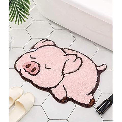 Thick Soft Pink Pig Design Cute Bathroom mat,Bath Rug,Showroom Bathmat,Non-Slip Bath Rugs,Play Carpet Area Rug,Photography Props,Home Decor,Indoor mat (Sleeping Pig) Cover