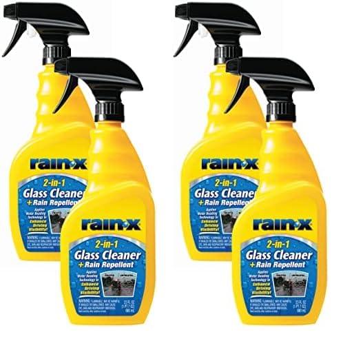 Rain-X 5071268-2 2-in-1 Glass Cleaner and Rain Repellant, 23 oz. (Pack of 4) - Provides a Streak-Free Clean for Automotive Glass While Preventing Sleet, Snow, Ice, and Road Spray Build Up