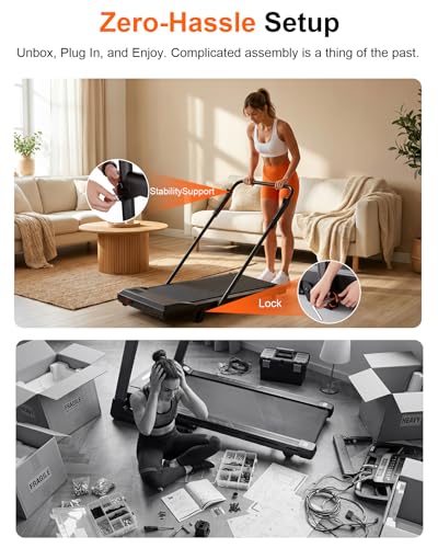 Image of Walking Pad with 6% Incline, 300LBS Capacity Under Desk Treadmill for Home Office, Quiet Portable Mini Treadmill with App & Remote Control, No Assembly, Slim Design for Small Spaces