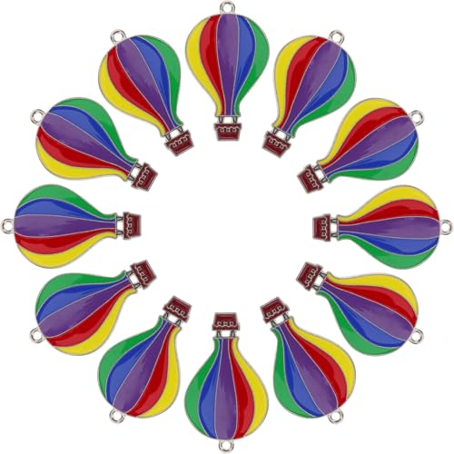 ANDRESLAD 12pcs Metal Hot Air Balloon Charms Keychain Set â