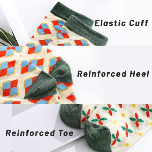 Floral Socks Cute Ankle Socks Frilly Crew Socks Cotton Socks Rustic Socks for Women 4 Pairs4