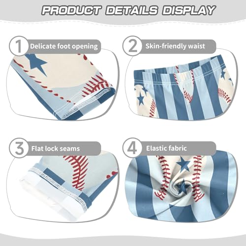Toddler Girls Leggings Printed Yoga Pants Leggings Baseball Blue Background for Kids3