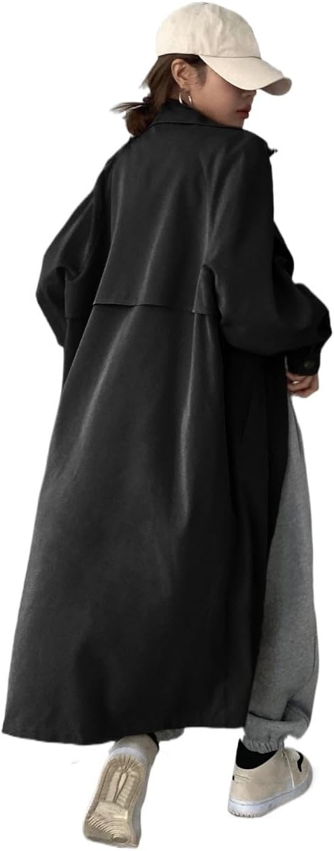 Women's 2025 Casual Trench Coat Raglan Sleeve Double Breasted Trench Coat
