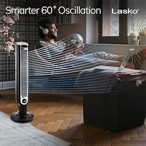 Lasko Oscillating Tower Fan with Remote Control and Timer - Quiet Standing Fan for Bedroom, Office, and Home - 3 Speeds - Powerful Cooling Air - 2511 - 36" Tall - Black — photo 6 of 6