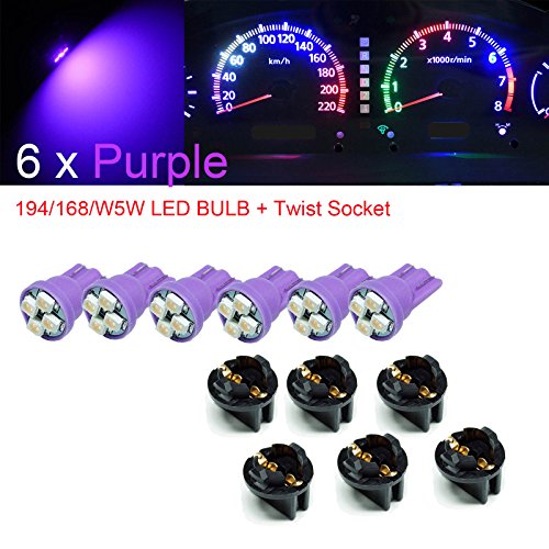 PA LED 6PCS T10 168 194 Luz Panel Instrumentos Dash 12V miniatura 2