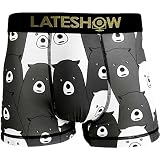 LATESHOW (レイトショー) メンズ ボクサーパンツ BEAR Black＆White 吸水速乾BODY 特許製法の消臭効果 彼氏 父 ギフト ブランド 男性 下着 クマ 誕生日 プレゼント ＜Black＆White Lサイズ＞