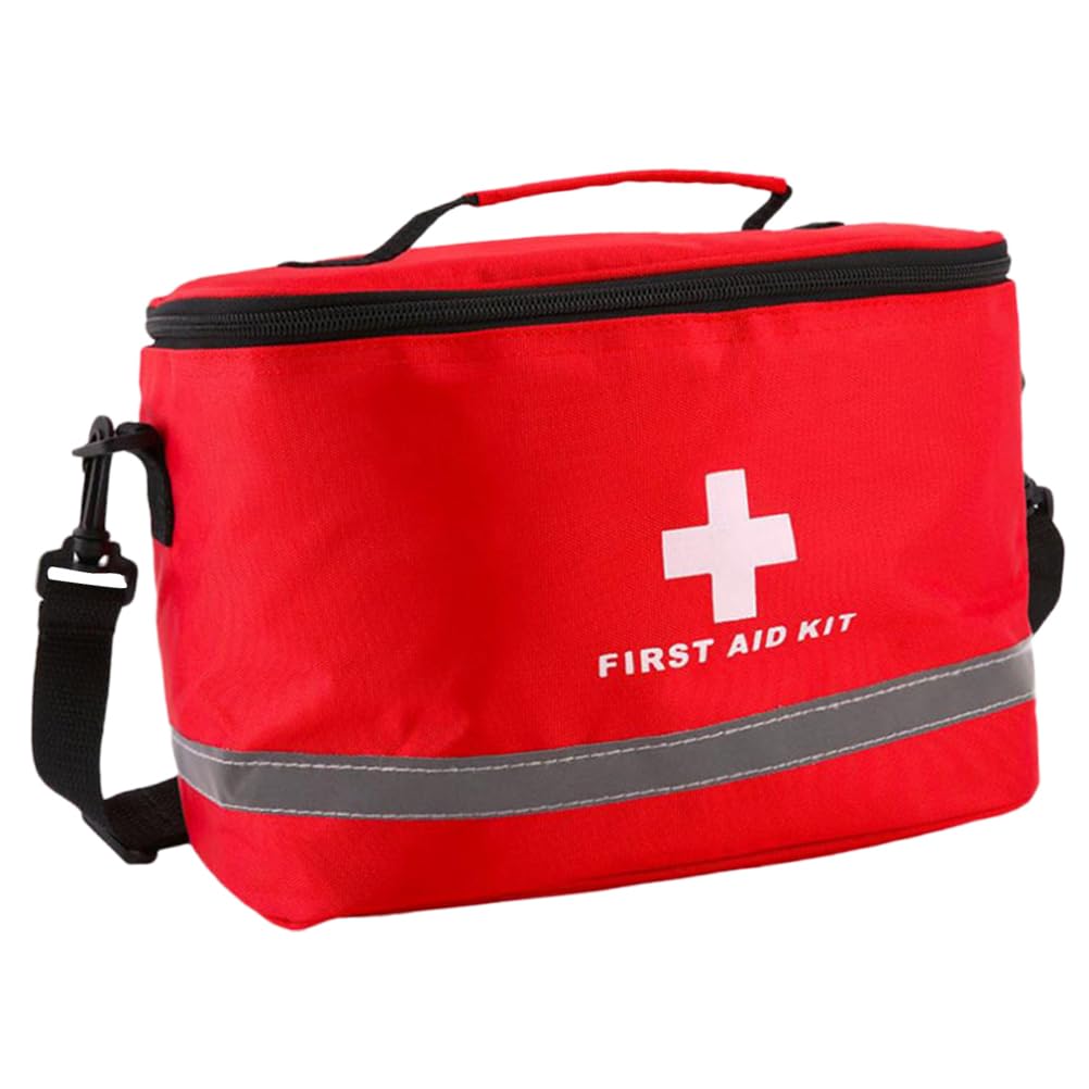 First Aid Bag Empty Medical Storage Bag Medicine Pouch Shoulder Bag for Home Car Outdoor Travel Camping Hiking Red