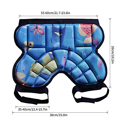 Julymoda Kids Protection Hip Pad 3D Padded Shorts Butt Sponge Padded Breathable Protective Gear for Skating Snowboard Sports (for 6-12 Years Old) Blue