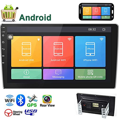 Camecho Android Double Din Car Stereo 10.1'' HD 2.5D Touch Screen GPS Navigation