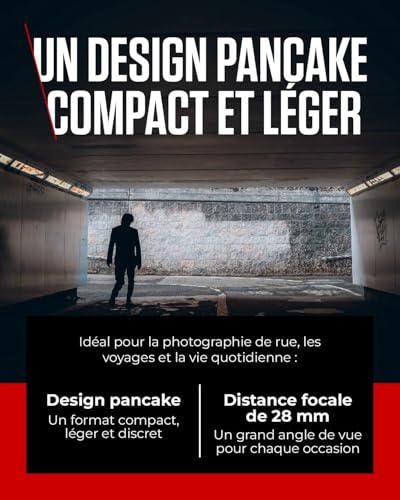 Objectif Canon RF 28 mm F2.8 STM, distance focale large, plein format, design "pancake", photographie paysage/voyage/rue, compatible Canon EOS R