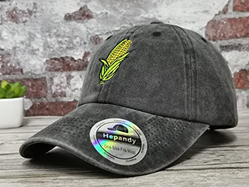 Image of Hepandy Embroidered Pizza Corn Yinyang Home Girl Ice Cream Baseball Cap | Men Women Detailed Embroidery Adjustable Metal Buckle Distressed Cotton Unisex Dad Hats Gifts for Christmas Mother's Day