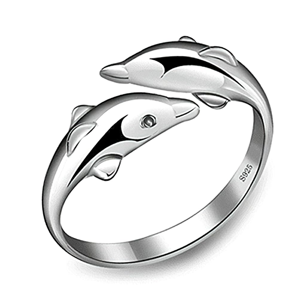 rvm jewels Double Dolphin Adjustable Ring Silver Plated for Women & Girls-picture-26