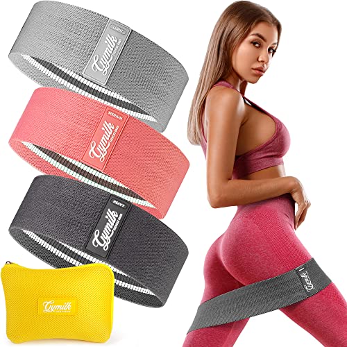 Gymilk Resistance Bands, Exercise Bands For Glutes And Lower Body, Set Of 3 Level Fabric Booty Bands (Silver/Peach/Gray) #TOP28