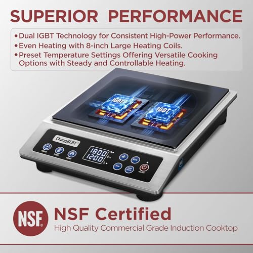 ChangBERT Portable Induction Cooktop Enhanced Version, One-Click Max Power 1800W Large Heating Coil Burner, Precise Temperature Control, NSF Certified Commercial Grade Low Noise Hot Plate - Image 3