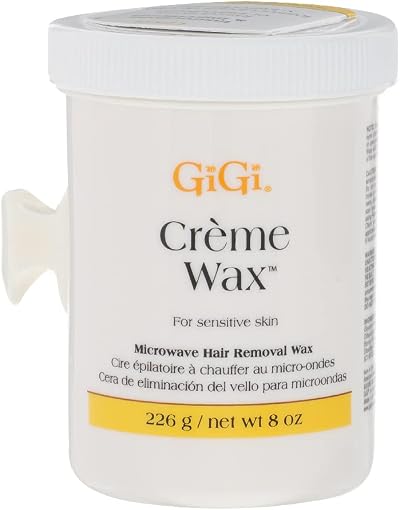 Gigi Crème Wax – Microwave Hair Removal Wax for Face & Body Sensitive Skin, Gentle Smooth Formula, At-Home Waxing, 8 oz