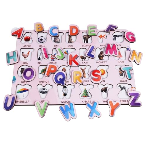 Image of Learning Wooden Alphabets for Kids | ABCD Toys for Children | English Puzzles Montessori Educational Blocks for Kids 2+ Years | 26 Pieces | Wooden Letter Board (English Alphabets)