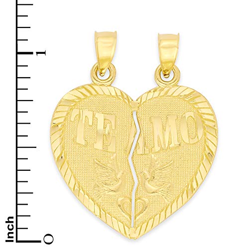 14k Real Solid Gold Te Amo Breakable Heart Pendant to Share with a Loved One, I Love You Jewelry Gifts for Her4