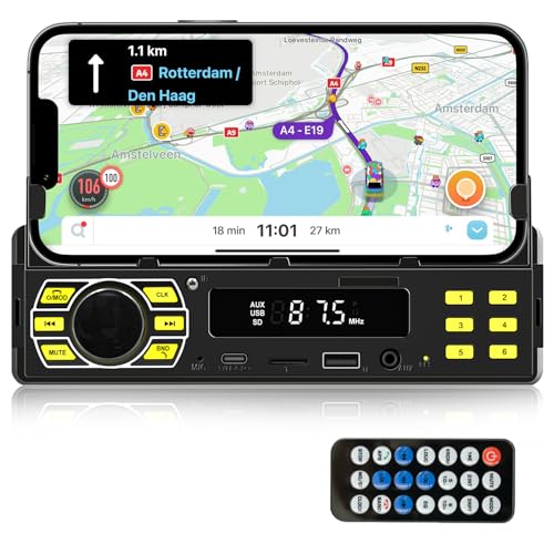 Hodozzy 1 DIN Radio Coche Bluetooth