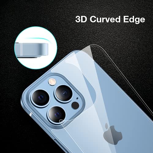 wlooo 2 Pack Screen Protector for iPhone 13 Pro Max 6.7", Back Tempered Glass Screen Protector Ultra-Thin 3D Touch Scratchproof Bulletproof Screen Protector Full Body Perfect Protective