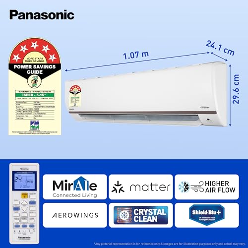 Image of Panasonic 1.5 Ton 5 Star Wi-Fi Inverter Smart Split AC (Copper Condenser, 7 in 1 Convertible with True AI Mode, 4 Way Swing, nanoe X Air Purification Technology, CS /CU-HU18BKYFM, White)