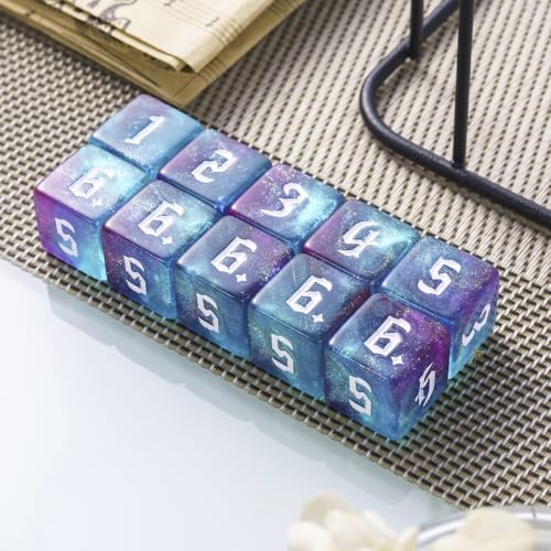 Yourandoll 10 STÜCKE Polyedrische Würfel Doppel-Farben D6 Würfel Dice 16mm Spielwürfel for DND RPG Tischspiele (Grün Lila)