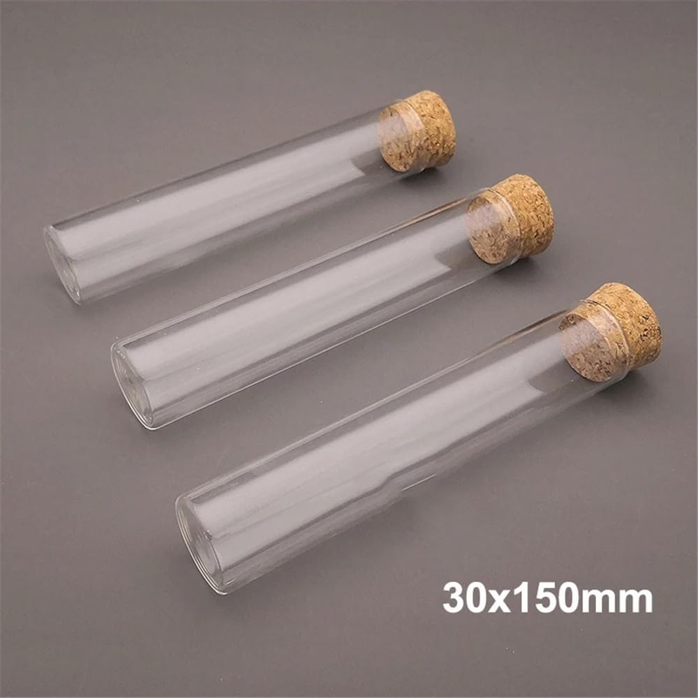 Laborausstattung und -bedarf 5-10-20 Stück 30x100mm / 30x150mm 30x200mm Klares Labor Flaches Verdickungsglas Reagenzgläser mit Korken