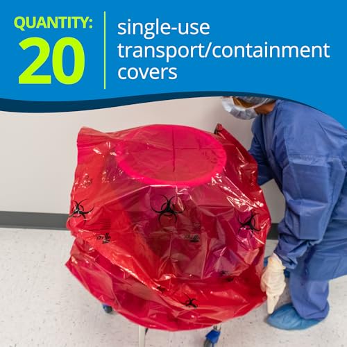 Image of TIDI 5540RS TIDIShield Transport Cover for Ring Stand ― Post-Case Ring Stand Containment Cover ― Red with Biohazard Symbols ― Quantity: 20 Transport /Containment Covers ― Medical Supplies