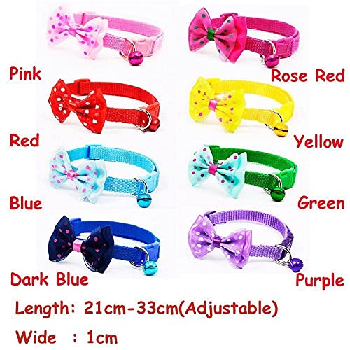 Image of Cat Collars I Color Full with Bell and I Bow Kitten and Small Dogs I Soft Adjustable Collar Safe I Solid and Protection for I Cats and Puppies Cute with Bow Design I (Color May Vary) (Green)