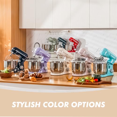 Image of Kitchen in the Box Stand Mixer, 3.5 QT Small Kitchen Electric Stand Mixers, 10-Speed Portable Lightweight Dough Mixer for Daily Use with Egg Whisk, Dough Hook, Beater (Cream White)