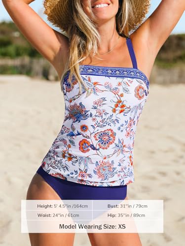Image of CUPSHE Women's Tankini Sets Tummy Control Two Piece Swimsuit Ruching