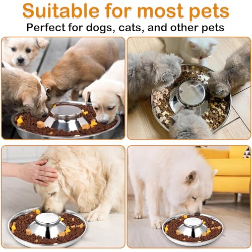 Hundenapf aus Edelstahl, 30 cm Futternapf mit Anti-Schling-Funktion & rutschfestem Silikonboden, Fressnapf für kleine und große Hunde, Welpen & Mehrhundehaushalt