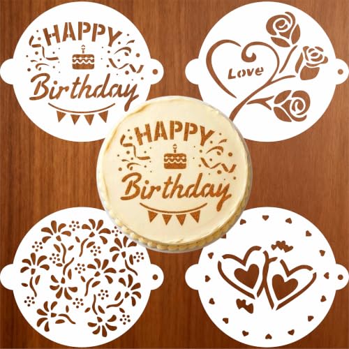 4-Piece Birthday, Love & Floral Stencils