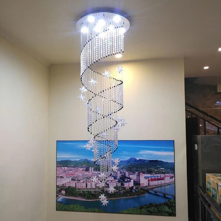 Lustre escalier moderne cristal changeable résout manque clarté Loft