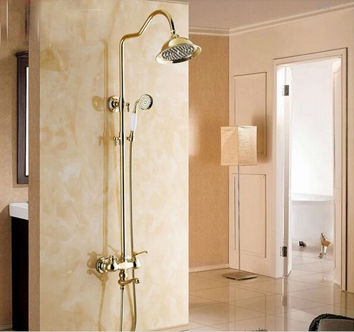 Robinet de douche pluie dorée Gowe : l'élégance murale haut de gamme pour votre salle de bain