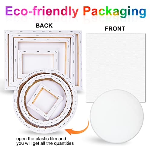 14 Packs Stretched Canvases For Painting,Multi Pack 11X14", 9.44X12", 8X10", 5X7", 4X4", Round Canvas With 8X8",10X10"(2 Of Each), Blank Primed Canvas For Oil Paint,Acrylic Paint,For Beginner,Artist. #TOP1