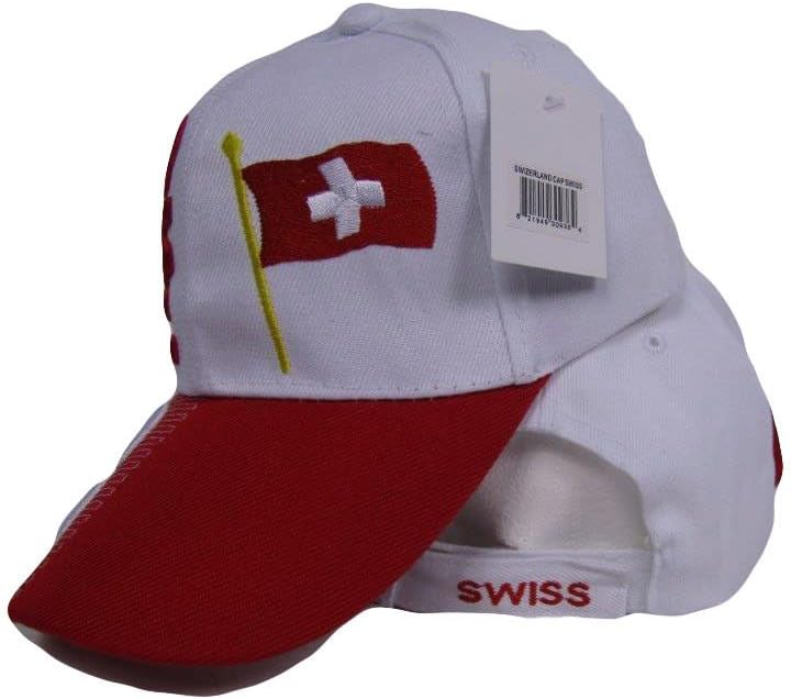 AESSwiss Switzerland Country Red White Baseball Hat Cap 3D Embroidered