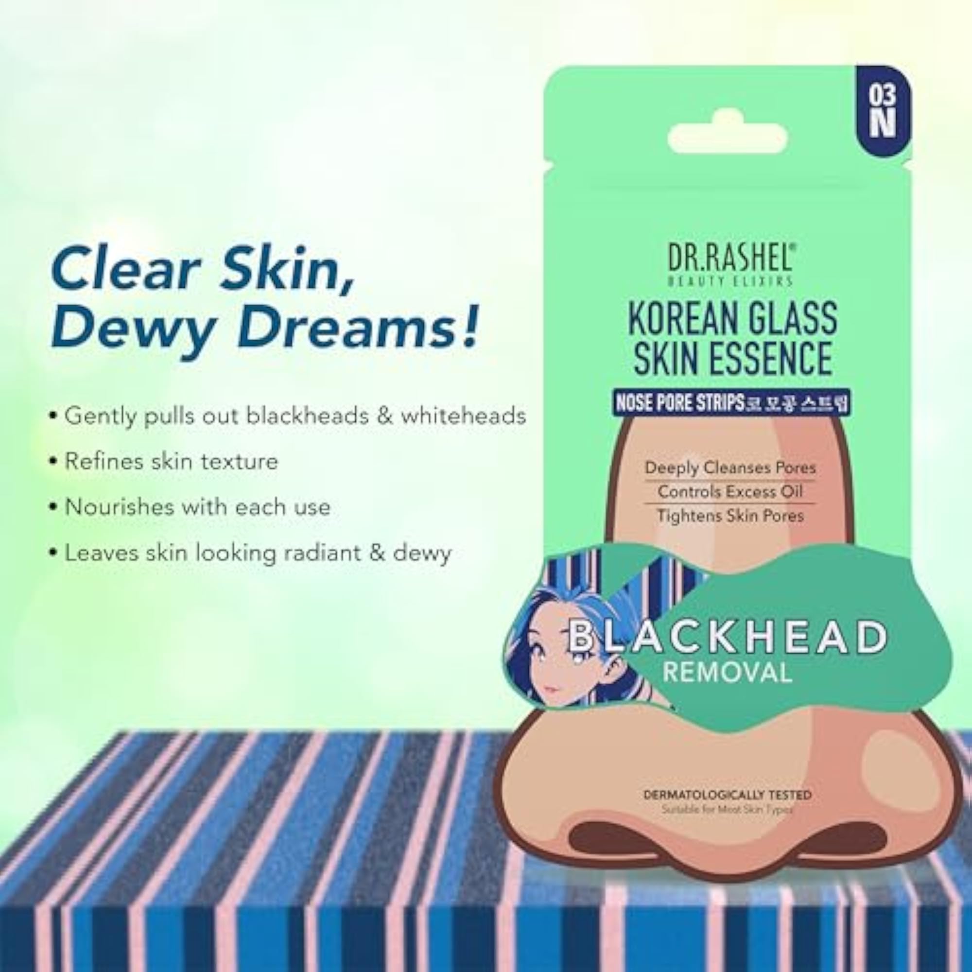 K DERMA Korean Nose Pore Strips with Ceramides, Pack of 3