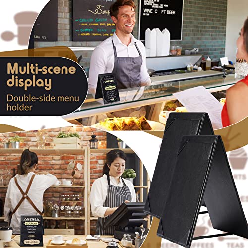 gerrii leatherette table tents black pu leather menu covers bulk double sided frame sign holders 2 side drink dessert menu folders for restaurant coffee cafe bar wedding supplies12 pack4 x 6 inch
