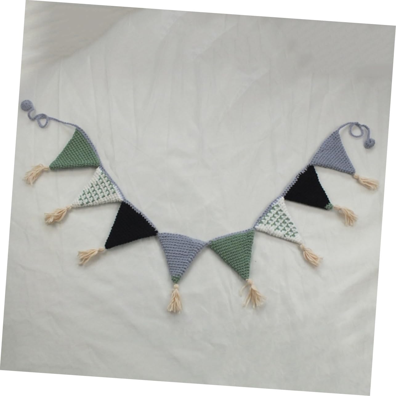 UPKOCH 3piezas Banderines Decorativos De Algodón Verde Para Cumpleaños y Habitaciones Infantiles Guirnalda Colgante De Triángulo Para Shower y Decoración