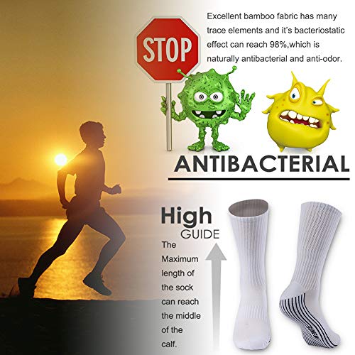 Sunew Crew Dress Socks, Bamboo Men Casual Wicking Cushioned Spring Long Hiking Athletic Mid Calf Socks For Indoor Outdoor Workout Running Basketball Hiking Daily Wear 3 Pack White M #TOP4