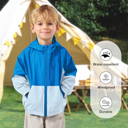 Image of Volunboy Toddler Boys Windbreaker Jackets Patchwork Lightweight Zip Hoodie Outerwear Fall Spring Windproof Hooded Coat