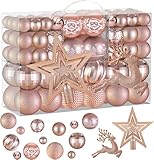 102 pezzi Palline di Natale Oro Rosa Palle di Natale con Palle Natale Grandi Piccole Decorazioni Albero di Natale,Addobbi Albero di Natale,Palline Albero Natale Set Palline Albero di Natale