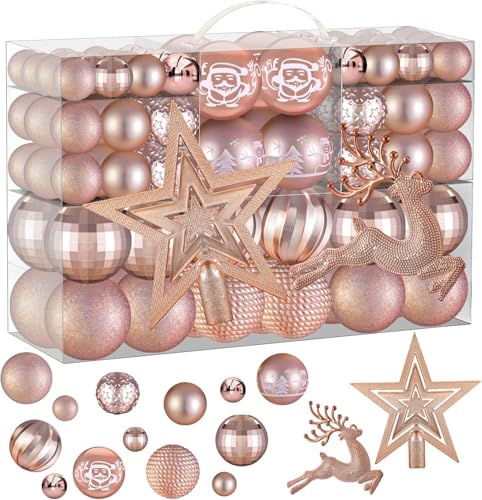 Weihnachtsdeko Rosegold 20 102 Stück Weihnachtskugeln Rosegold Christbaumkugeln Kunststoff...