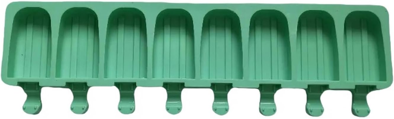 8 Cavities Double Groove Silicone Ice Cream Mold Oval Chocolate Cake Candy Jelly Ice Baking Mould-Green