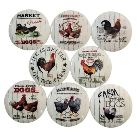 Twisted R Design Cabinet Knobs, Knobs for Kitchen Cabinets and Drawers, Matching Cabinet Knobs and Pulls. Round Dresser Knobs (Set of 8 Rooster Farm Wood Cabinet Knobs) Cover
