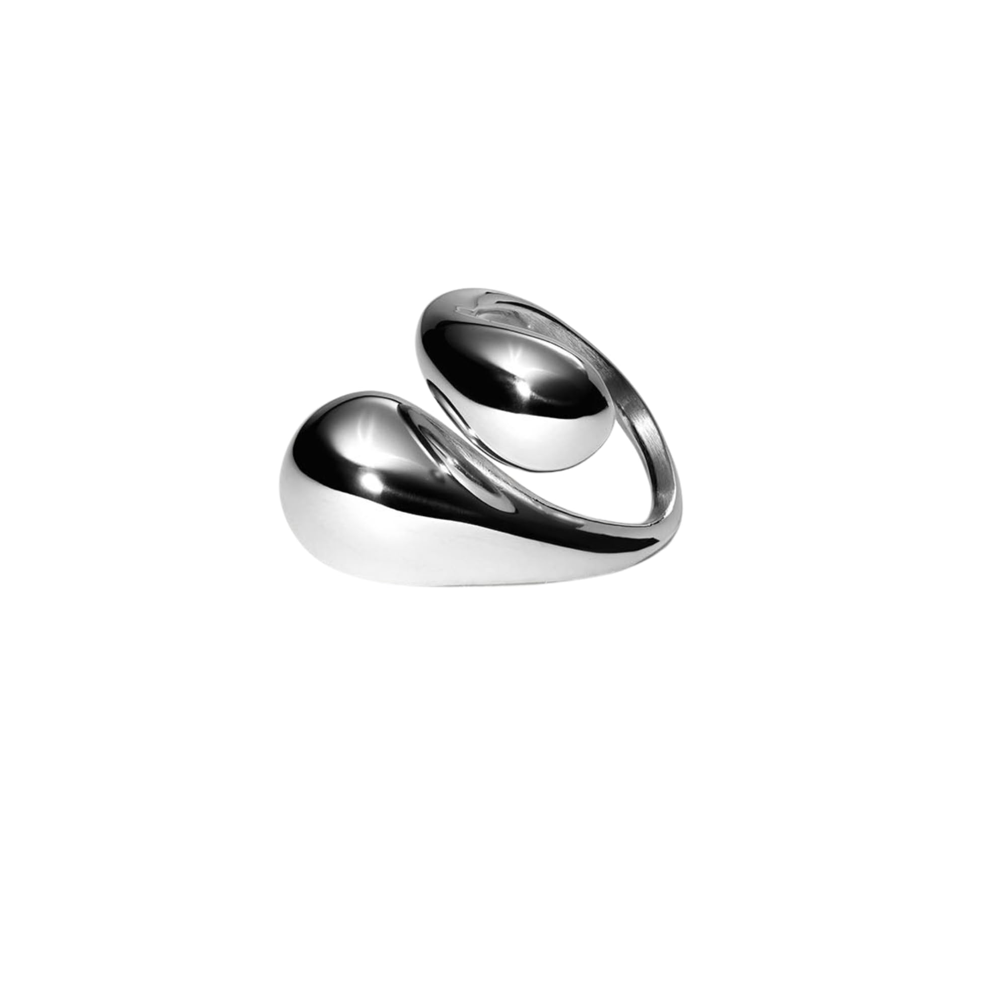 Purelei Swirl Ring – Anello regolabile con forma curva – Acciaio inossidabile placcato oro 14 K/18 K – Design a goccia – Taglie S/M & M/L – 7,16 g – Impermeabile, M-L, Acciaio inossidabile, Non pietra