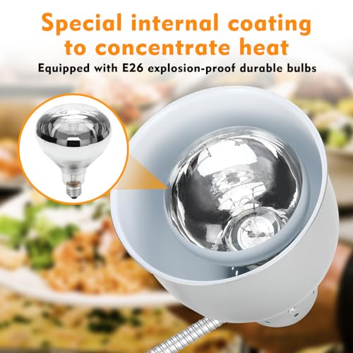 Yhaofu Food Heat Lamp,2-Head Food Warm Lamp With Heavy Duty Base,500W Portable Commercial Heat Lamp For Food,Stainless Steel Food Warmer Lamp For Kitchen Restaurant Cafeteria thumb #3