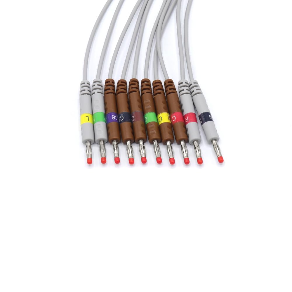 Skmeditec Compatibile ECG/EKG cavo per Nihon Kohden BA-902D Nihon Kohden/Biocare, cavo sostitutivo con connettore a 15 pin con viti senza resistenza per BJ-902D