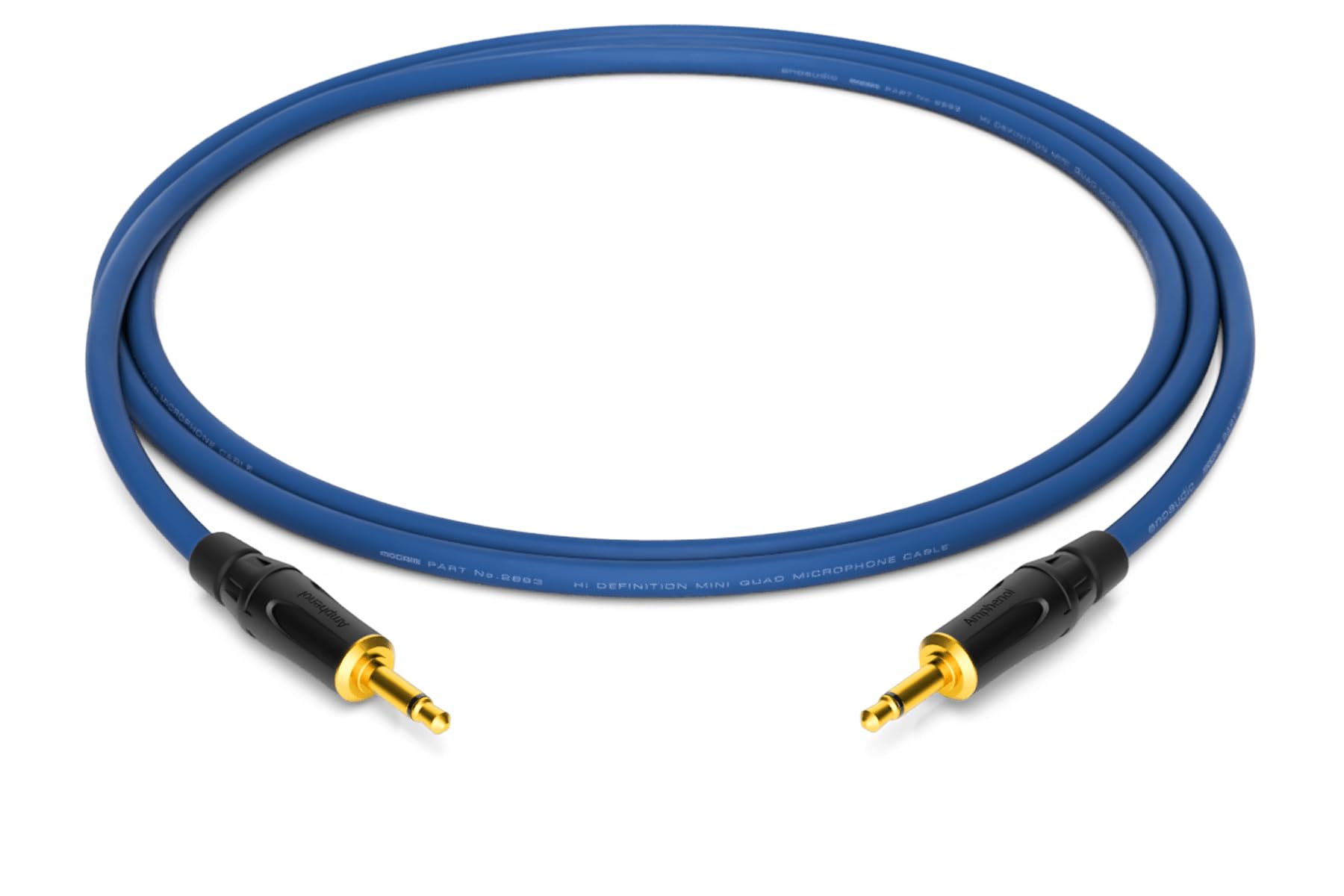 enoaudio Mogami 2893 High-Definition Eurorack kabel krosowy | Amphenol Gold 3,5 mm TS mini jack | HiFi, niebieski, 2,5 m