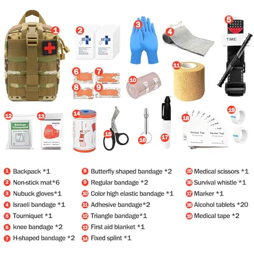 WDKXCN Kit De Supervivencia Completo, 49 Piezas Botiquin De Primeros Auxilios, Survival Kit, Kit Emergencia Mochila para Camping, MontañIsmo, Senderismo, Caza, Escalada - imagen 3